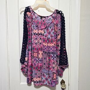 Zac & Rachel long Sleeve Printed design Shirt Size XL